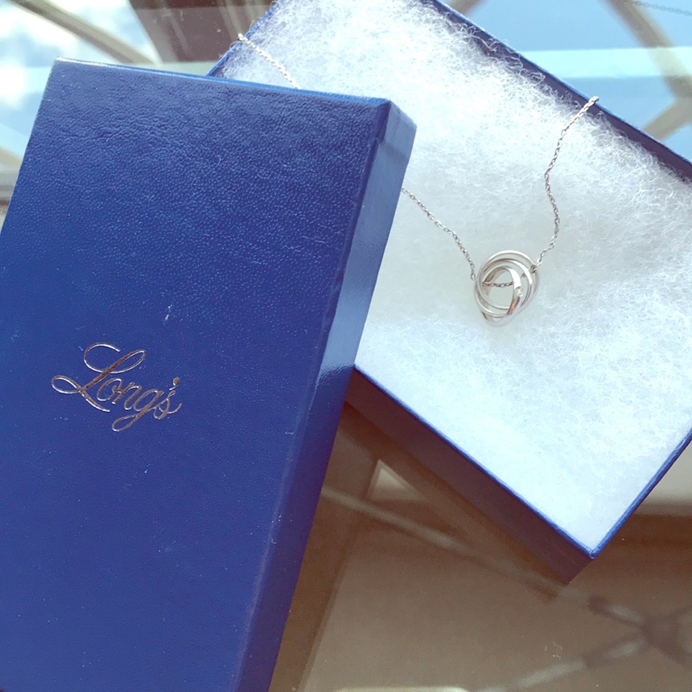 Sterling silver 3 ring necklace w/ diamond accent